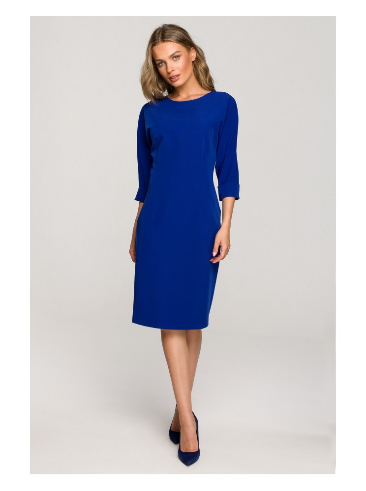 S324 Prigludusi suknelė su šikšnosparnio rankovėmis - karališka mėlyna