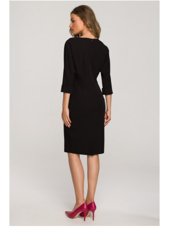 S324 "Šikšnosparnio rankovių suknelė" - juoda