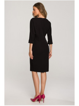 S324 "Šikšnosparnio rankovių suknelė" - juoda