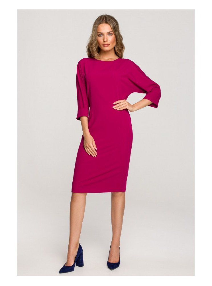 S324 Siaura suknelė "šikšnosparnio" rankovėmis - slyvų