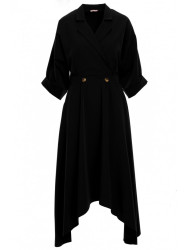 K086 Midi lenght dress with decorative buttons - black