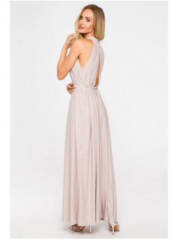 M721 Ilga suknelė atvira nugara - šampano