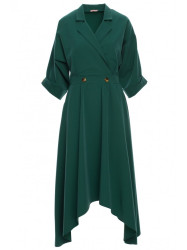 K086 Midi lenght dress with decorative buttons - green