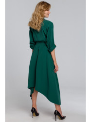 K086 Midi lenght dress with decorative buttons - green