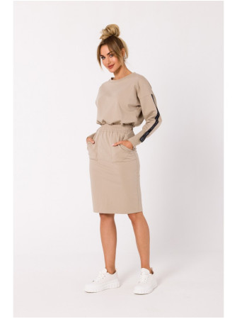 M728 Figūrą išryškinantis sijonas su kišenėmis - smėlio