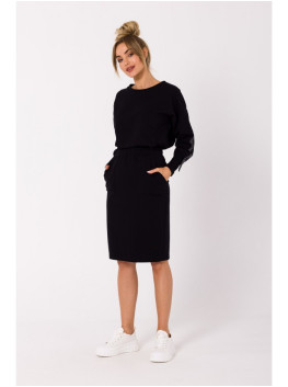 M728 Prigludęs sijonas su kišenėmis - juoda