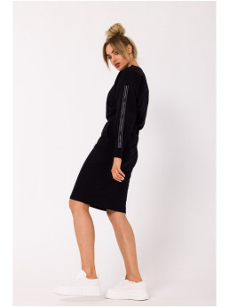 M728 Prigludęs sijonas su kišenėmis - juoda