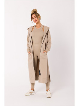 M729 Ilgas smėlinis švarkas su užtrauktuku - smėlio