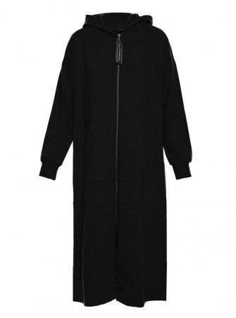 M729 Ilgas švarkas su užtrauktuku - juoda