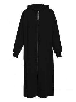 M729 Ilgas švarkas su užtrauktuku - juoda