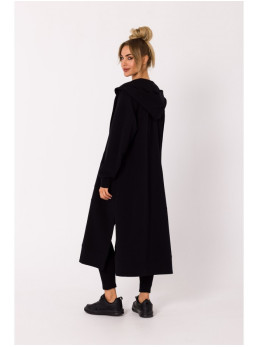 M729 Ilgas švarkas su užtrauktuku - juoda