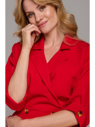 K086 Midi lenght dress with decorative buttons - red