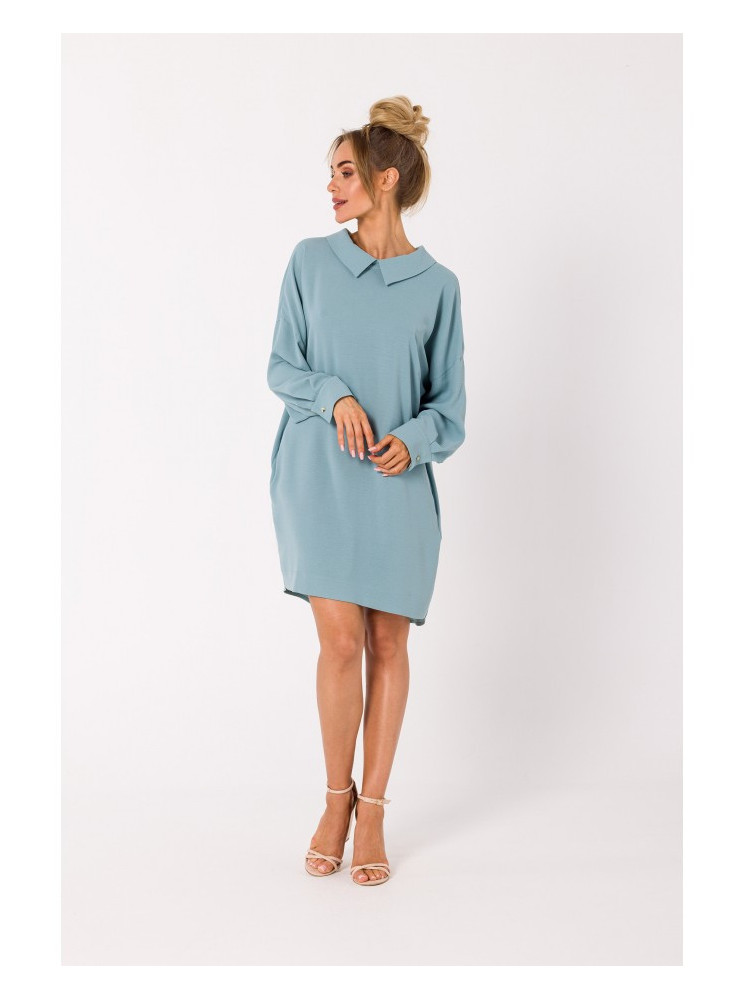 M740 Marškininė suknelė su dekoratyvine grandinėle - agave