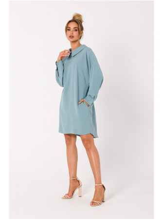 M740 Marškininė suknelė su dekoratyvine grandinėle - agave