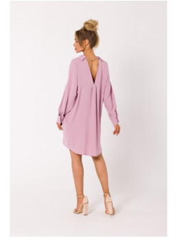 M740 Marškinių tipo suknelė su dekoratyvine grandinėle - crepe pink