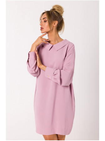 M740 Marškinių tipo suknelė su dekoratyvine grandinėle - crepe pink