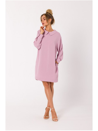 M740 Marškinių tipo suknelė su dekoratyvine grandinėle - crepe pink