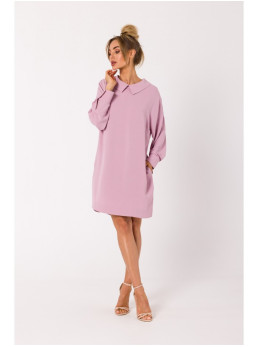 M740 Marškinių tipo suknelė su dekoratyvine grandinėle - crepe pink