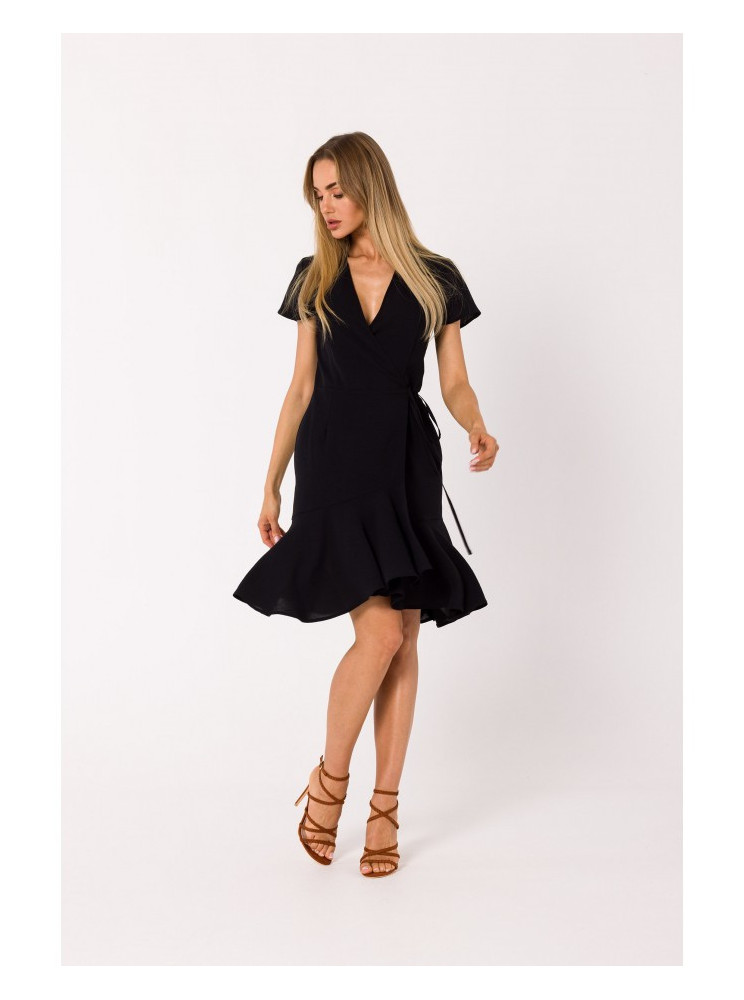 M741 Suknelė sujuosiama dirželiu - juoda