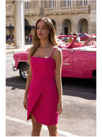 M744 Kokteilinė mini suknelė - fuksijos