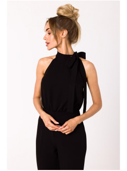 M746 Kombinezonas atvira nugara su raišteliu - juoda