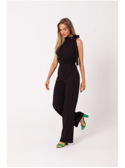 M746 Kombinezonas atvira nugara su raišteliais - juoda