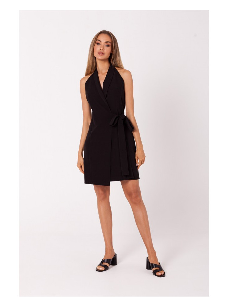 M747 Švarkelio tipo suknelė su dirželiu - juoda