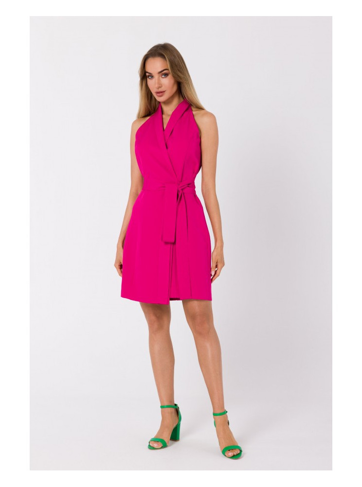 M747 Švarkelio tipo suknelė su raišteliu - fuksijos