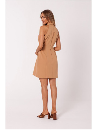 M747 Švarkelio tipo suknelė su dirželiu - karamelės
