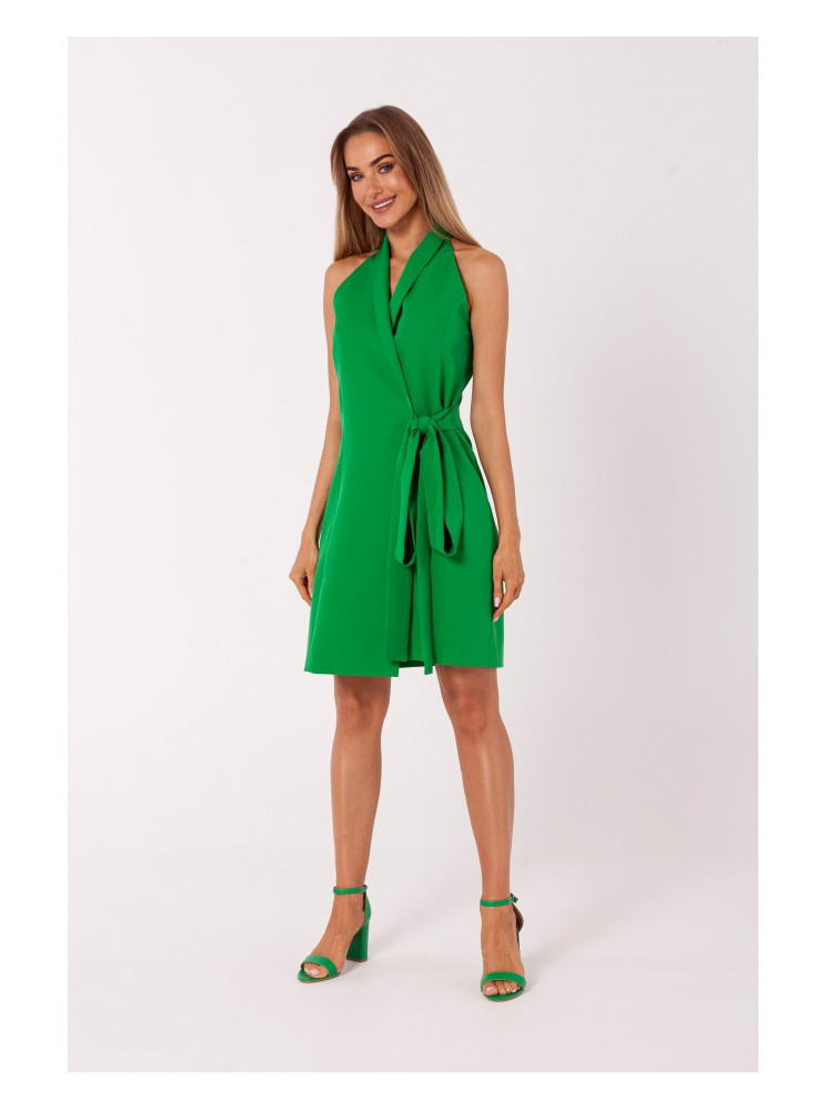 M747 Švarkelio tipo suknelė su raišteliu - žalia