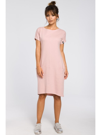 B050 Midi dress with in-seam pockets - powder