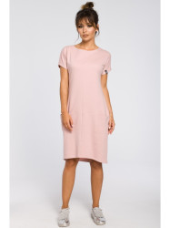 B050 Midi dress with in-seam pockets - powder