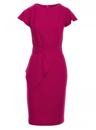 S336 Prigludusi suknelė su diržu - slyvų