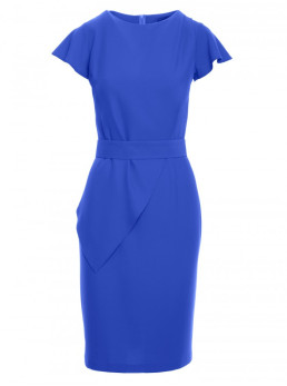 S336 Prigludusi suknelė su diržu - mėlyna