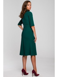 S231 Collar dres with a buckle belt - green