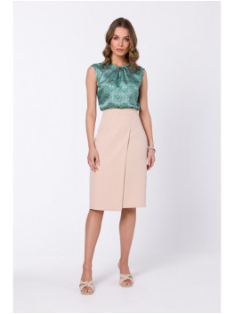 S343 A silueto sijonas su klostėmis - smėlio