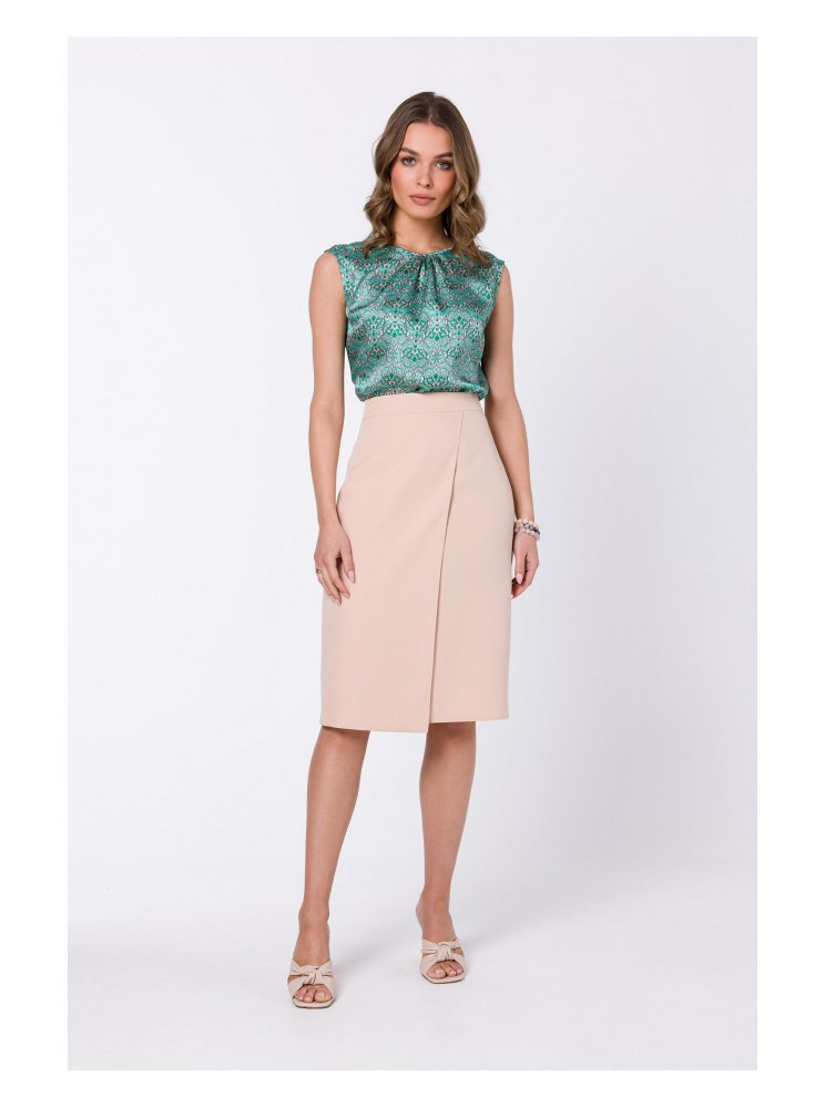 S343 A silueto sijonas su klostėmis - smėlio