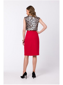 S343 A silueto raudonas sijonas su klostėmis - raudona