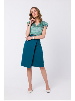 S343 A silueto sijonas su klostėmis - oceanblue