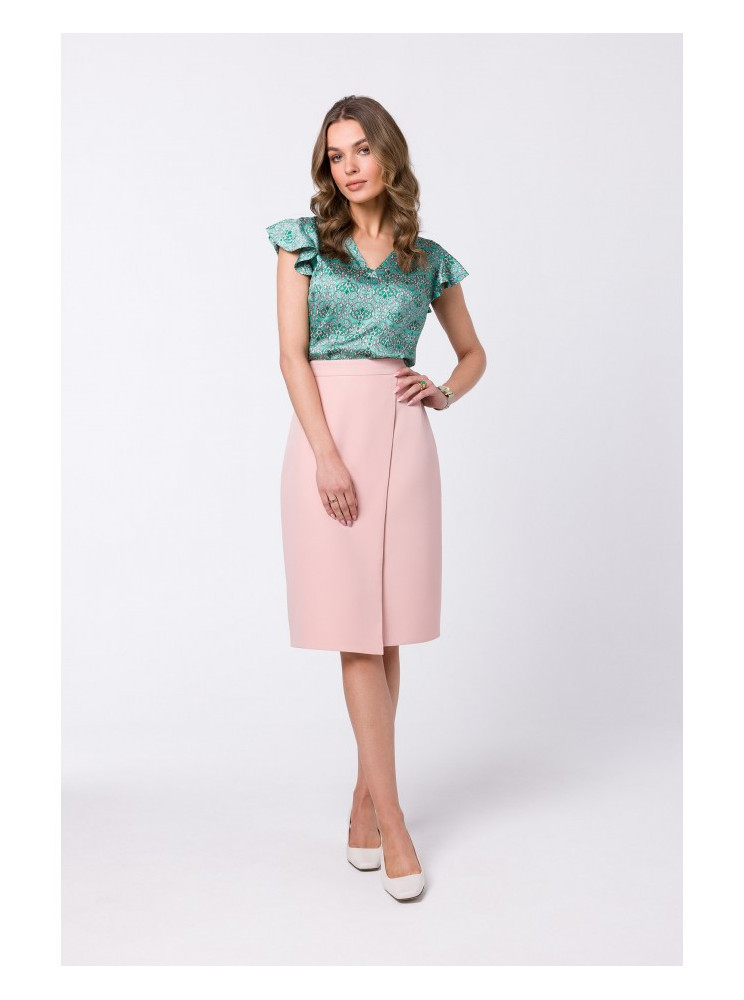 S343 A silueto sijonas su klostėmis - pudros