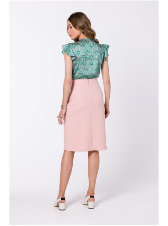 S343 A silueto sijonas su klostėmis - pudros