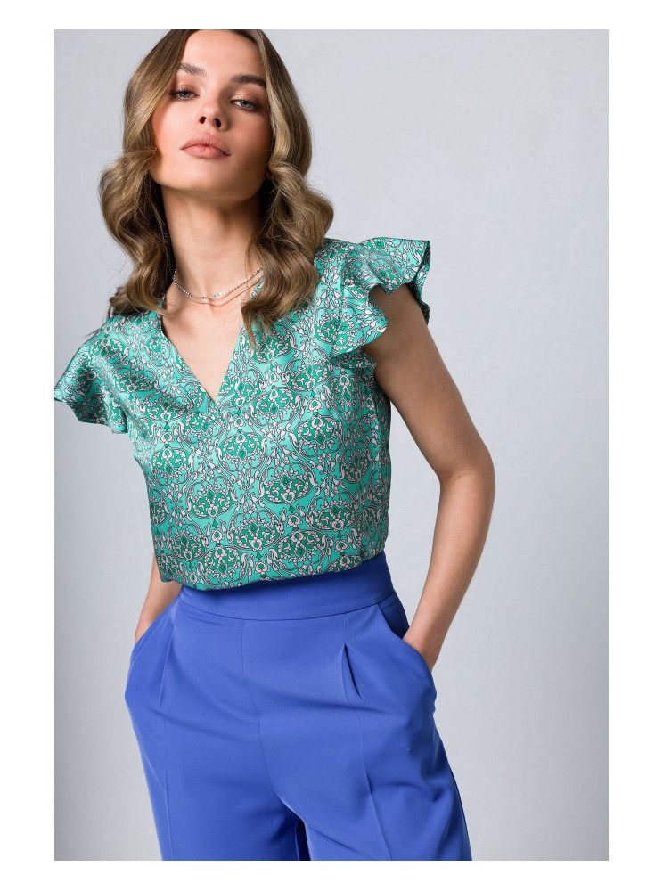 S344 Palaidinė su raukiniais rankovėmis - spalva