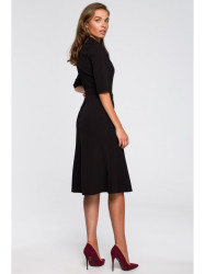 S231 Collar dres with a buckle belt - black