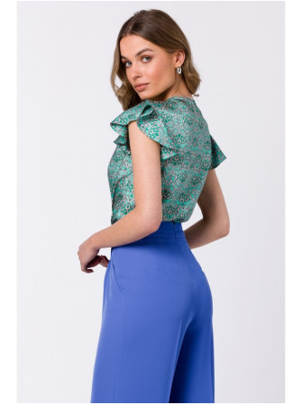 S344 Palaidinė su raukiniais rankovėmis - spalva