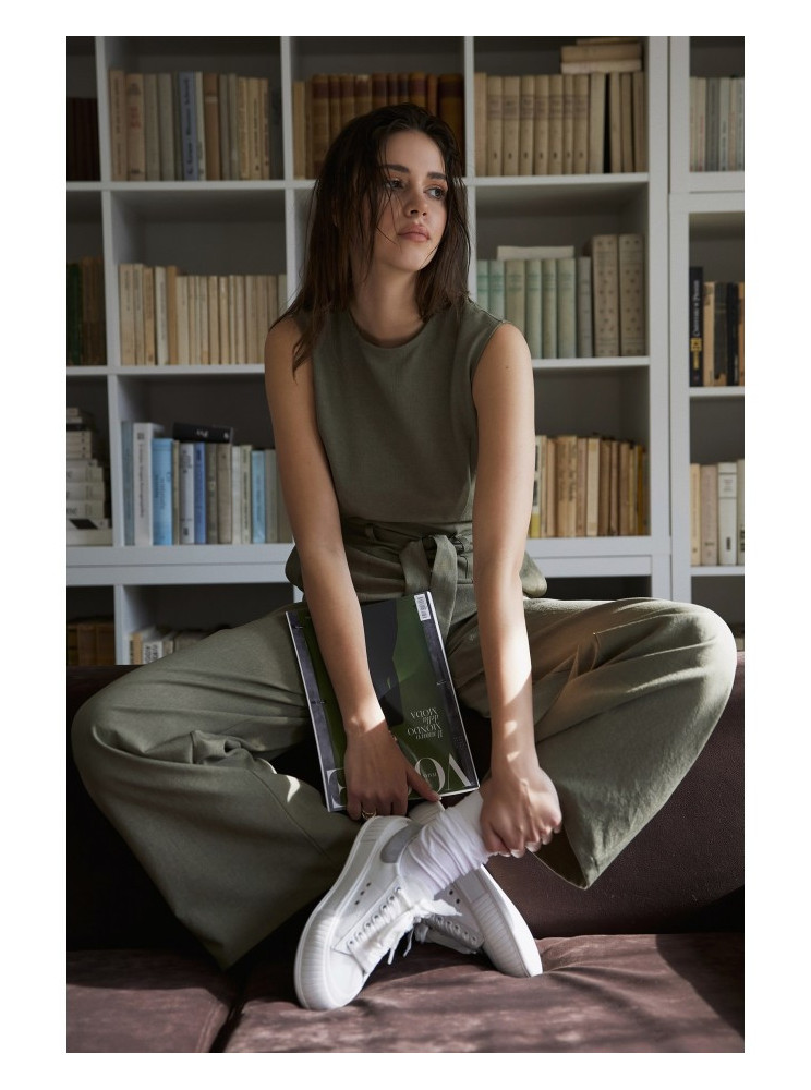 B256 Be rankovių kombinezonas su kišenėmis - alyvuogių