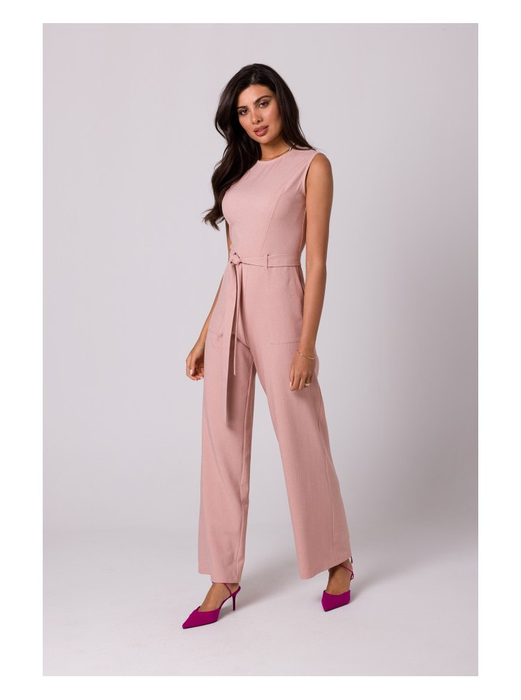 B256 Rožinis kombinezonas be rankovių su kišenėmis - rožinė