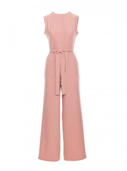 B256 Rožinis kombinezonas be rankovių su kišenėmis - rožinė
