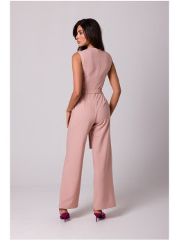 B256 Rožinis kombinezonas be rankovių su kišenėmis - rožinė