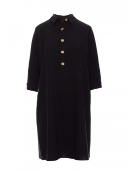 B257 Plazdančio silueto marškininė suknelė - juoda