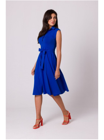B261 Prigludusi ir platėjanti medvilninė suknelė - karališka mėlyna